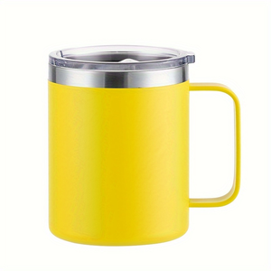 Mug à café isotherme en acier inoxydable à double paroi de 12 oz (354 ml) avec poignée et couvercle, réutilisable, pour le camping et le bureau - Product Image 1