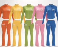 Ensemble 2 pièces long pour femme, respirant et élastique, avec broderie 3D, en Spandex/Coton, pour le sport, le yoga et les loisirs, idéal pour l'été