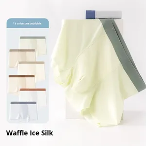 Ice Silk Mid-Rise Knitted Underwear Men's Summer Boxer Briefs Seamless Sports Ultra-thin Waffle Large Size Breathable - Product Image 2
