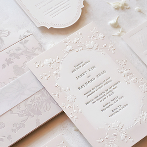 Tùy Chỉnh Handmade Sang Trọng Vàng Lá Dập Nổi In Kết Cấu Phong Cách Tráng Letterpress Thiệp Mời Đám Cưới Thiệp Chúc Mừng - Product Image 2