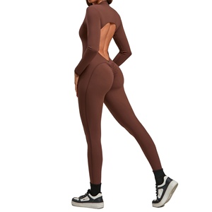 Nuova <span class=keywords><strong>Tuta</strong></span> Intera da Yoga in Maglia a Maniche Lunghe con Cerniera, Effetto Seconda Pelle, Stile Europeo Americano, per <span class=keywords><strong>Donna</strong></span>, Abbigliamento Sportivo <span class=keywords><strong>Aderente</strong></span> - Product Image 5