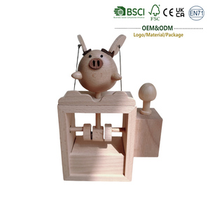 Juguetes Montessori de <span class=keywords><strong>Madera</strong></span> Maciza, Caja Musical de Cerdo Volador Eléctrico, Regalo Creativo, Adorno de Escritorio para Regalo de Cumpleaños, Logotipo Personalizable - Product Image 1