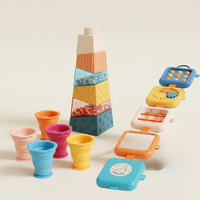 Jouet d'empilage pour enfants, gobelets d'empilage arc-en-ciel, blocs de construction en silicone pour nourrissons, jouet d'empilage éducatif