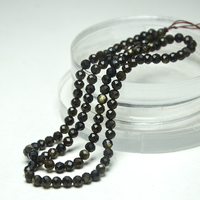 Perles d'obsidienne dorée RTS 4mm pour bracelet et collier, perles d'or noir étincelant, vente en gros de petite quantité