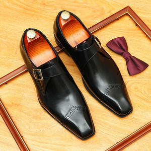 Zapatos Formales de Negocios de Cuero Genuino Italiano para Hombre, Zapatos Monk con Hebilla, Zapatos de Caballero con Hebilla de Caballo - Product Image 3