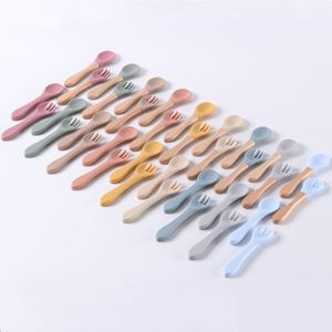 Cuchara de entrenamiento para bebés que aprenden a comer, cuchara con mango corto, cuchara de silicona para alimentos de bebé - Product Image 1