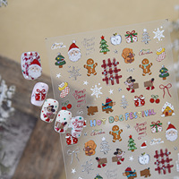 Autocollants 5D en relief TSZS pour ongles de Noël, motifs mignons Père Noël, bonhomme de neige, nœud, décorations auto-adhésives pour ongles, pour DIY, salon et vente en gros