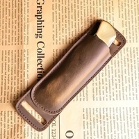 Vente en gros de fourreau de couteau de poche vintage en cuir véritable pli couteau couverture outil ceinture boucle étui support pour chasse Camp extérieur transport