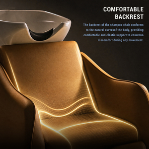 Fauteuil de lavage haut de gamme doré avec éponge haute densité et bassin en céramique – Chaise de shampoing durable pour salon - Product Image 5