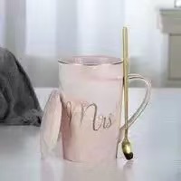 Nouvelle Tasse en Céramique Style Européen Créatif Motif Marbre 2026 – Ensemble de Tasses à Café Modernes pour Couples avec Logo Imprimé, Idéal pour les Fêtes et Cadeaux de Mariage