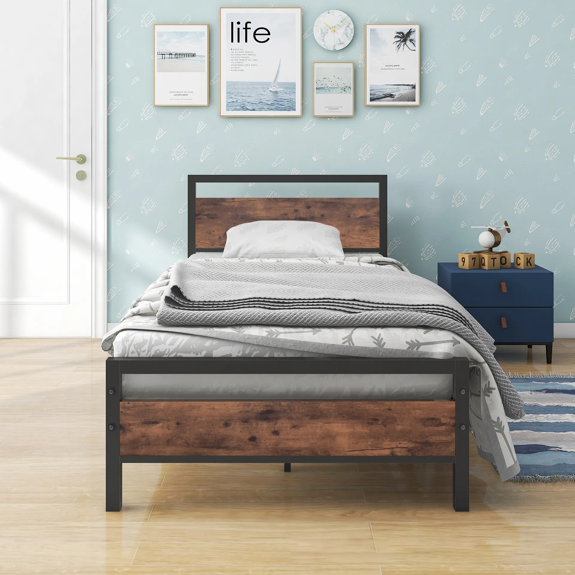 Molduras de madeira para cama de quarto de hotel, molduras de madeira para quarto adulto, cabeceira personalizada, cama de metal