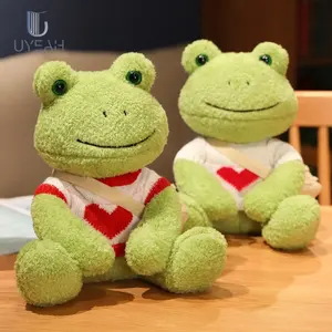 Wholesale Personalized Environmental Fabric Stuffed Soft Plush Frog Toy With Custom LOGO