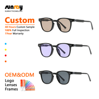 Vente en gros de nouvelles lunettes de soleil polarisées INS Fashion, petites lunettes détachables anti-ultraviolet à monture noire, teinte bleue, résistantes aux UV