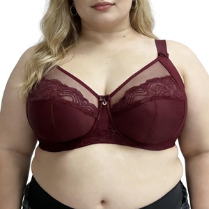 Reggiseno push-up in pizzo intrecciato francese sottile, a copertura totale, con ganci a 4 file per coppa D-H, per sollevamento e supporto del seno e comfort per taglie forti. - Product Image 3