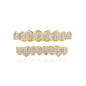 Blues Fashion latón completo cristal rhinestone helado diamante libre dientes grillz con diamantes de imitación para joyería de rapero de hip hop - Product Image 2