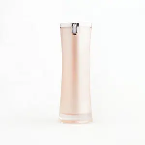 Screen Printing Hot Stamping 30ml Luxury Waist Shape Acrylic Pump Pink Lotion Bottle