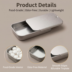 Vietnam WeWood Portable <b>Sliding</b> Mint Tin Box Custom Logo Rectangular Metal Candy Case <b>Small</b> Pocket Tinplate Container - Product Image 2