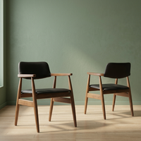 Chaise de salle à manger moderne en bois massif avec revêtement en cuir PU, pieds en bois, non pliable, pour la maison, les cafés, les restaurants, les hôtels