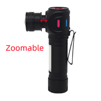 Linterna de Trabajo Magnética Recargable con Zoom LED COB, Batería Desmontable, Clip de Aluminio, Luz de Reparación de Ángulo Recto