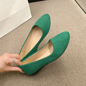 Zapatos planos de gamuza para mujer, zapatos de tacón bajo puntiagudos de Color sólido, zapatos de tela viejos de Beijing para perezosos - Product Image 4