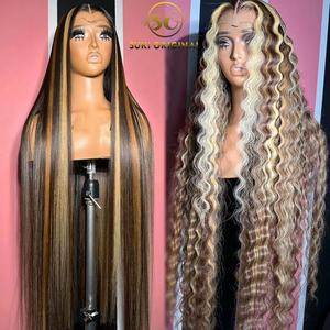 100% tóc con người bán buôn thẳng làm nổi bật 4x4 Trong Suốt Ren tóc giả tóc con người, 12A tóc con người 13x4 đầy đủ ren tóc giả - Product Image 2