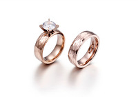 Bijoux de mode personnalisés, bague de couple en zircon et diamant, plaqué or