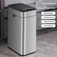 Tempat Sampah Anti Bau Kapasitas Besar Desain Mewah Ringan dari Baja Anti Karat dengan Sensor Pintar dan Tutup Lembut untuk