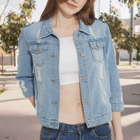 Veste en jean décontractée pour femme, collection hiver, ornée de perles et strass, coupe ample, grande taille, avec boutons décoratifs, imperméable – Offre spéciale