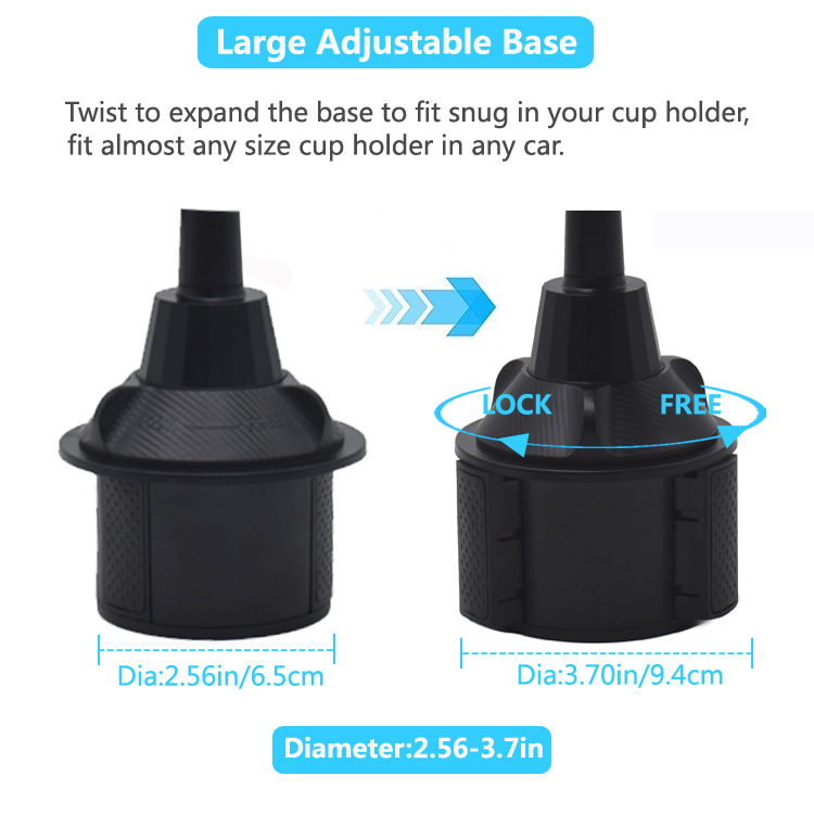 FUJONG 360-Degree Rotation Car Cup Holder Tray - Adjustable Mobile Phone Holder