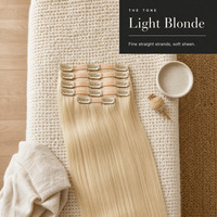 Extensions de cheveux blond clair lisses à clipser avec pinces métalliques fixes pour coiffure de mariée