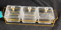Ensemble de bols à collation en verre écologiques pour bonbons et aliments secs, avec support métallique et couvercle en plastique, pour desserts et cadeaux