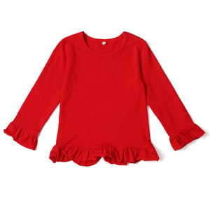 모노그램 아기 소녀 긴 소매 프릴 셔츠 개인 아이 소녀 100% 빗질 면 일반 셔츠 도매 소녀 탑 셔츠 - Product Image 5