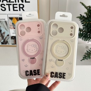 เคสโทรศัพท์มือถือซิลิโคนลายการ์ตูนแมว Kt สีพื้น พร้อมขาตั้งแม่เหล็ก สำหรับ iPhone 17 16 15 pro max ป้องกันการกระแทก พร้อมที่จับด้านหลัง - Product Image 2