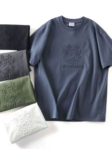 T-shirt en coton de haute qualité 280G, imprimé en relief 3D, col rond, surdimensionné, pour hommes, avec logo personnalisé en relief - Product Image 2