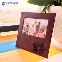 Cadre photo en cuir 5x7 vierge pour gravure laser, cadres photo en similicuir laserable pour table, vente en gros, logo personnalisé