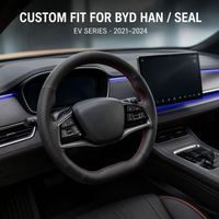 Housse de volant en cuir perforé sur mesure pour BYD Han Seal Song Plus 2021-2024, respirante, antidérapante, accessoire intérieur