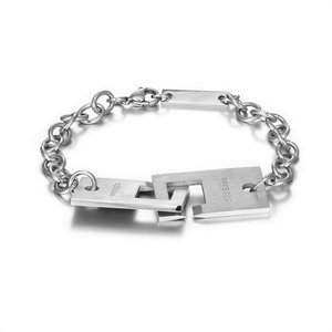 Wholesale Niche Design Hiphop Stainless Steel Custom logo Rectangle Lock Clasp Link Chain <b>Bracelet</b> - Product Image 4