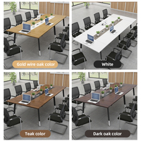 Table de conférence professionnelle moderne en bois foncé avec gestion des câbles, bureau de salle de réunion pour 10 personnes