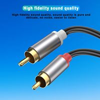Câble audio haute fidélité 2RCA mâle-mâle avec connecteurs plaqués or 24K, coque en alliage d'aluminium, pour haut-parleurs PVC