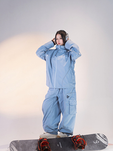 Traje de esquí impermeable personalizado chaqueta de esquí azul cielo pantalones de nieve - Product Image 2
