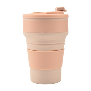 Tasse à café pliable d'extérieur 350ml 500ml avec boucle, tasse à eau réutilisable en silicone pliable avec paille - Product Image 6