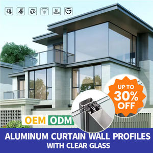 Profili di facciata in alluminio di vendita calda 6000 serie profili di estrusione per pareti in alluminio con vetro trasparente - Product Image 2