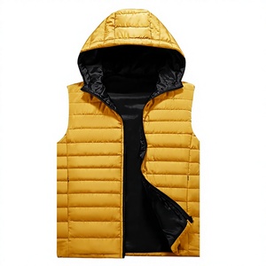 Chaleco Acolchado Reversible con Capucha para Hombre, Sin Mangas, Color Sólido, Cortavientos, Informal, Ropa de Invierno, Corte Regular, Relleno de Poliéster - Product Image 1