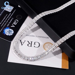 Collar de Cadena Cubana Popular con Moissanita Baguette de 8mm, Chapado en Rodio, Plata Sólida 925, Joyería Hiphop Iced Out, Certificado GRA - Product Image 2