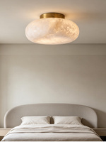 Luminaire de plafond moderne minimaliste en albâtre naturel pour couloir et chambre, lampe décorative de luxe française tout en cuivre