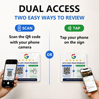Autocollant NFC d'avis Google en acrylique avec code QR pour avis clients – Idéal pour table, comptoir, mur, restaurant, hôtel, commerce de détail