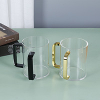 Tasse à Double poignée en acrylique Simple transparente pour le lavage des mains Tasse ronde en acrylique transparent personnalisée pour le lavage des mains