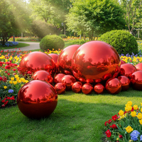 Ballons Métalliques PVC Double Couche Géants Rouges Brillants Gonflables Effet Miroir Imperméables pour Décoration Extérieure de Jardin - Grande Vente