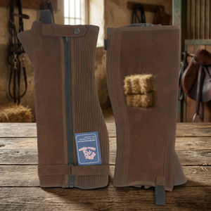 Primo Equine Ammara - Medias pierneras con cremallera de gamuza sintética, estilo inglés, con logo personalizado, alta calidad, tallas unisex S/M/L/XL/2XL - Product Image 3