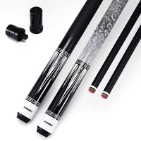 Tongkat Snooker/Pool Berkualitas Tinggi Maple Carbon 10.5mm 11.5mm 12.5mm Tip 1/2 Split Hitam 8 Ball
